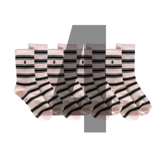 Striped Crew 4 Pack (Pink and Black)