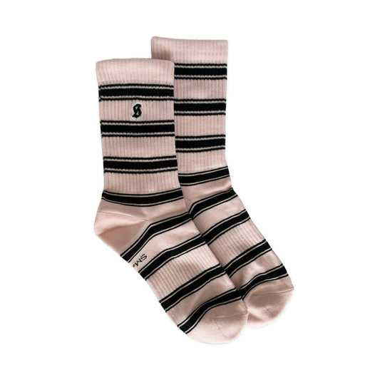 Striped Crew Sock (Pink and Black)